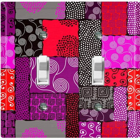 Metal Light Switch Plate Cover Safari African Tribal Art Pattern Pink Red SFR011