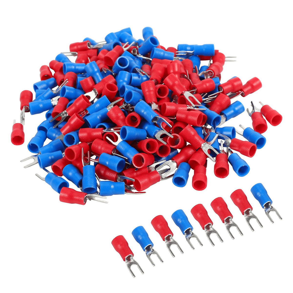 1200Pcs 16-14 AWG Red Blue Wire Connector Insulated Fork Terminal 4,1200 x fork Spade terminal(Red and blue each 600)