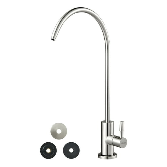 VEVOR Stainless Steel Faucet, Lead-Free Drinking Water Faucets, Reverse Osmosis Faucet with Solid Brass Valve, High Arch Filtered Water Faucets For Kitchen Sink,Bar Counter,Cafe Shop,Brushed Nickel