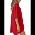 thumbnail image 3 of Traje Casual de Dos Piezas para Mujer, Camisa Holgada de Verano, Pantalones Cortos de Ciclismo, Ropa de Viaje para el Aeropuerto. Rojo L, 3 of 8