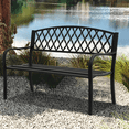 MoNiBloom 50" Garden Bench Patio Park Bench, Cast Iron Frame Porch