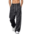 thumbnail image 6 of Kaemgyyd Big and Tall Men's Baggy Wide Leg Sweatpants Side Striped Pants with Drawstring Waist Trousers Streetwear Travel Clothes（Black,3X-Large）, 6 of 7
