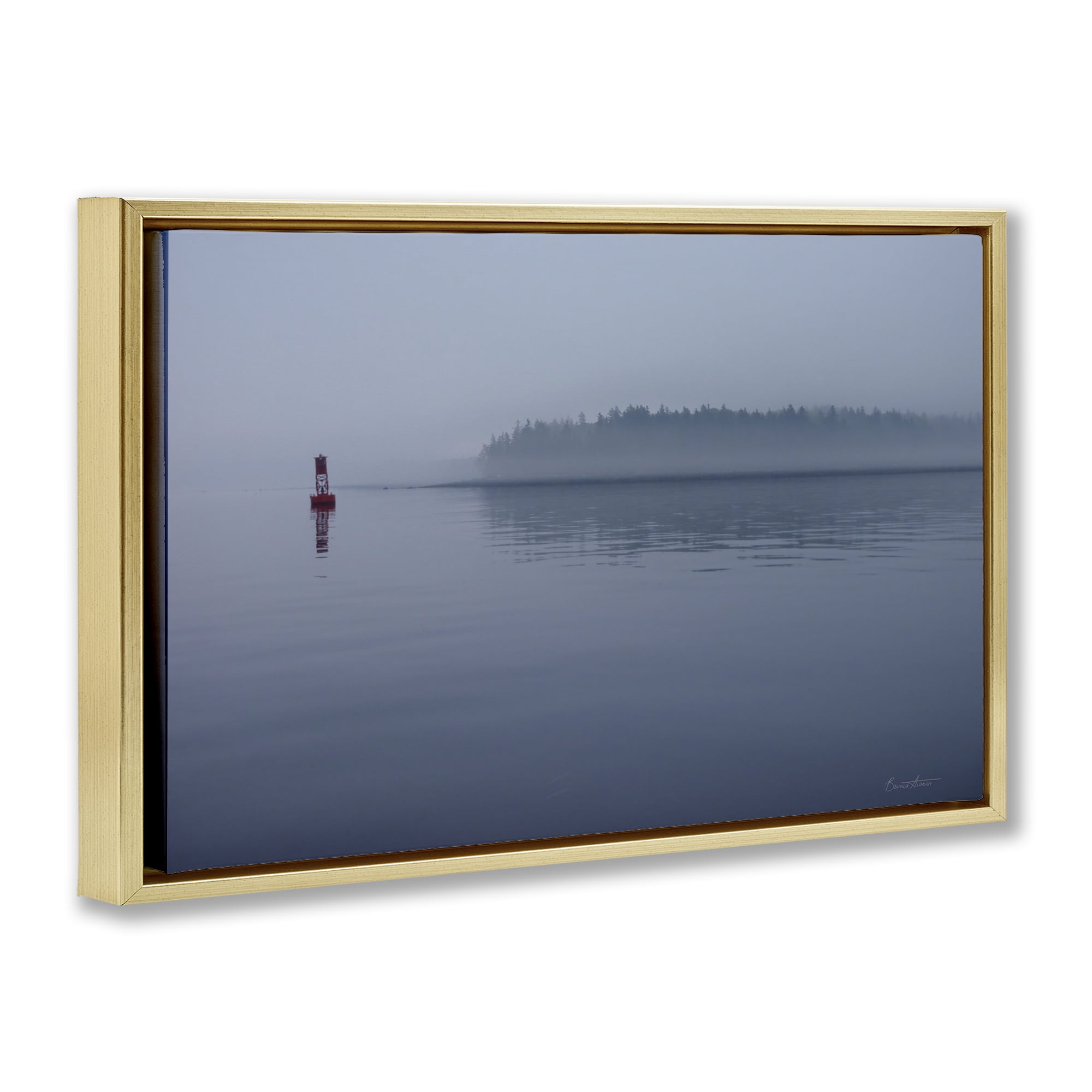 Stupell Industries Penobscot Bay Landscape Landscape Photography Gold Floater Framed Canvas Art Print Wall Art, 25 x 17