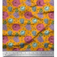 thumbnail image 1 of Soimoi Cotton Cambric Fabric Leaves,Periwinkle & Peony Floral Print Fabric by the Yard 56 Inch Wide, 1 of 1
