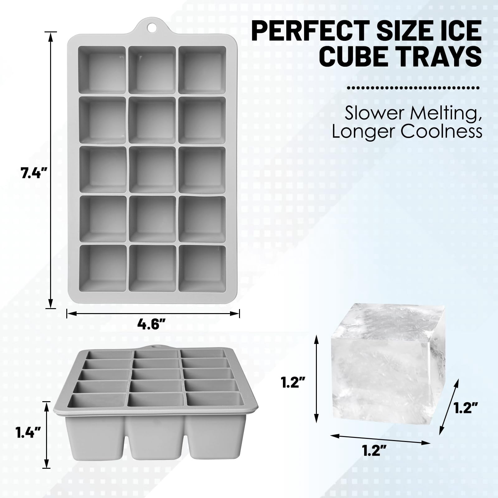 Silicone Ice Cube Trays 3packs  Easy Release Molds With Lid Freezer Stackable Maker For Food Bpa Free (grey)