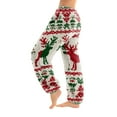 thumbnail image 2 of Women's Christmas Print Cuffed Casual Pants and Pajama Pants, Home Sleepwear, Comfortable Lounge Bottoms for Women, Solid Color Trousers with Elastic Waist, Beige, L, 2 of 6