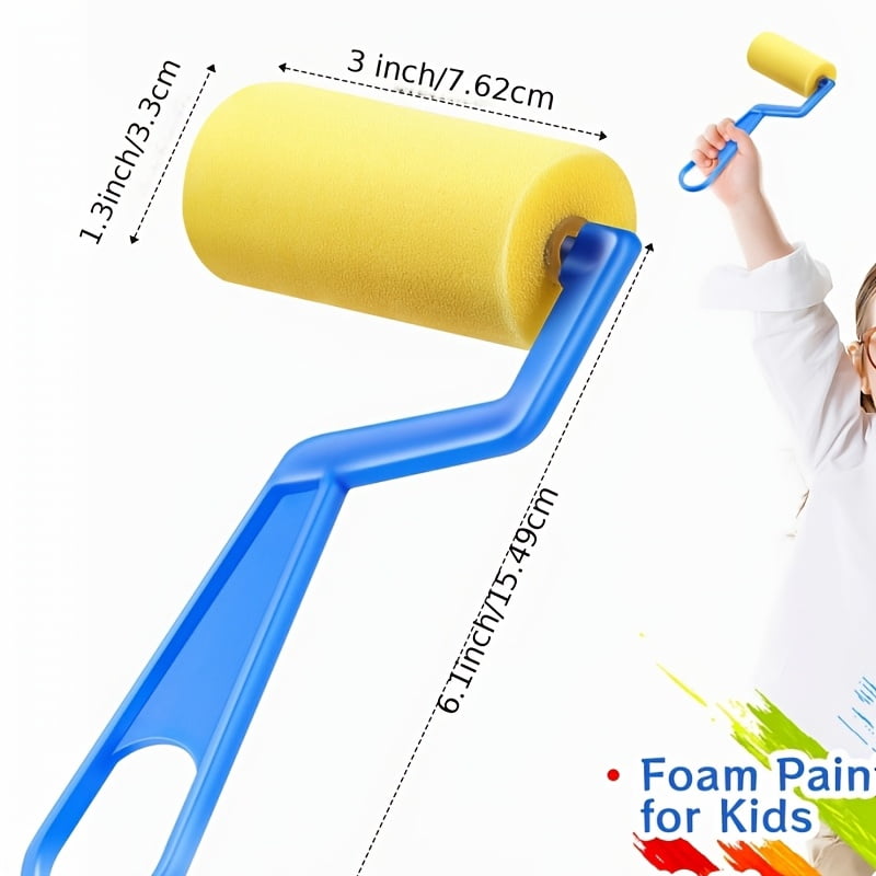 50 Pcs Foam Paint Rollers 3 Inch with Handles, Sponge Paint Roller Brush Set for Acrylic Painting Graffiti Wall Craft, Small Paint Rollers Bulk for DIY Art Supplies Furniture Painting