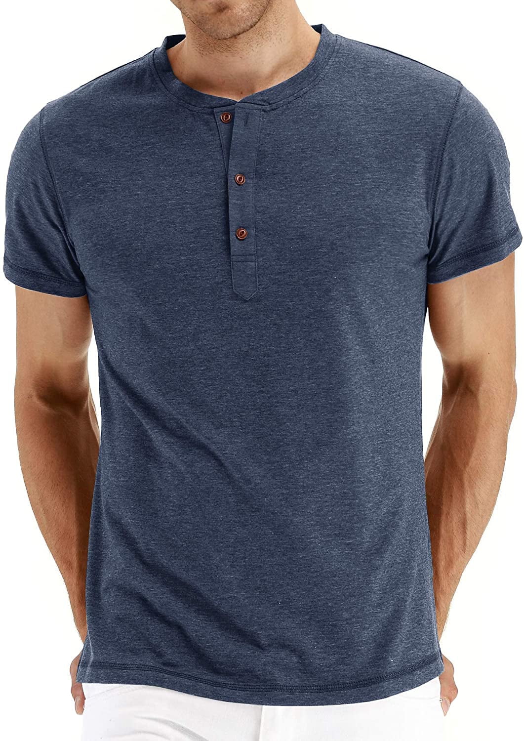 JWD Mens Henley Short Sleeve TShirt Cotton Casual Shirt Mens Shirts