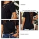 thumbnail image 2 of Camiseta Rasgada, Camisas Desgastadas Resistentes Al Desgaste Para La Piel Desgastada, Cuello Redondo Para Mujer Para El Comienzo Del Aniversario Cergrey XL negro, 2 of 6