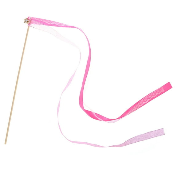 Masteelf 20Pcs Wedding Birthday Party Silk Lace Ribbon with Bells Streamers Wands Fairy Stick (Rose Red)