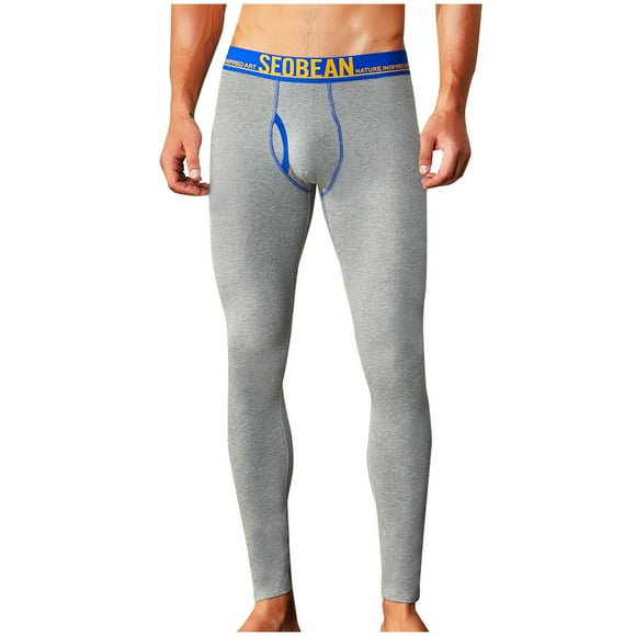 Mens Print Cotton Breathable Sports Leggings Thermal Long Johns Underwear Pants