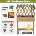 thumbnail image 5 of Laicejoy Wood Raised Garden Bed w/ Trellis, Mobile Elevated Planter for Climbing Plants w/ Storage Shelf, Lockable Wheels, Liner, 5 of 8