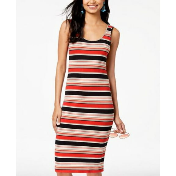 Planet Gold Junior's Striped Sleeveless Bodycon Dress Size M Black