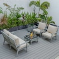thumbnail image 5 of LeisureMod Walbrooke Modern Aluminum 5-Piece Patio Conversation Set with Outdoor Square Fire Pit Table & Side Table Tank Holder And Beige Cushions, 5 of 19