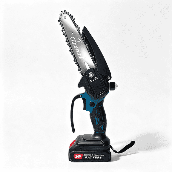 6 Inch Mini Cordless Chainsaw, Handheld Electric Chain Saw with 2 Batteries and 2 Chains for Tree Trimming and Wood Cutting