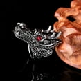 thumbnail image 4 of Soumake Punk Men Cubic Zirconia Inlaid Carved Dragon Head Finger Ring Party Jewelry Gift Fashion, 4 of 8