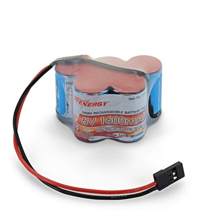 Nimh Hump Receiver Battery (Tenergy NiMH Receiver Battery with Hitec Connector, 6V 1600mAh High Capacity Rechargeable Side by Side Hump Battery Pack for RC)