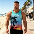 thumbnail image 2 of Beach Tank Tops for Men Summer Casual Crewneck Sleeveless Shirt Hawaii Tropical Vacation Tops, 2 of 4