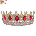thumbnail image 3 of Couronne de Mariée Classique Coiffe de Mariage Joli Couvre-Chef Accessoires de Robe de Mariée Ornement de Cheveux pour Femmes (Doré et Rouge), 3 of 9