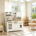 thumbnail image 5 of Aukfa Kids Play Kitchen Playset, Wooden Toddler Kitchen with Pretend Ice Maker & Capsule Coffee Maker for Kids Girls Boys, White Gray, 5 of 6