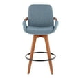 thumbnail image 5 of Cosmo Mid-Century Counter Stool In Walnut And Blue Noise Fabric, 5 of 7