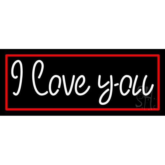 White I Love You With Red Border LED Neon Sign 13 x 32 - inches, Black Square Cut Acrylic Backing, with Dimmer - Bright and Premium built indoor LED Neon Sign for Defence Force.