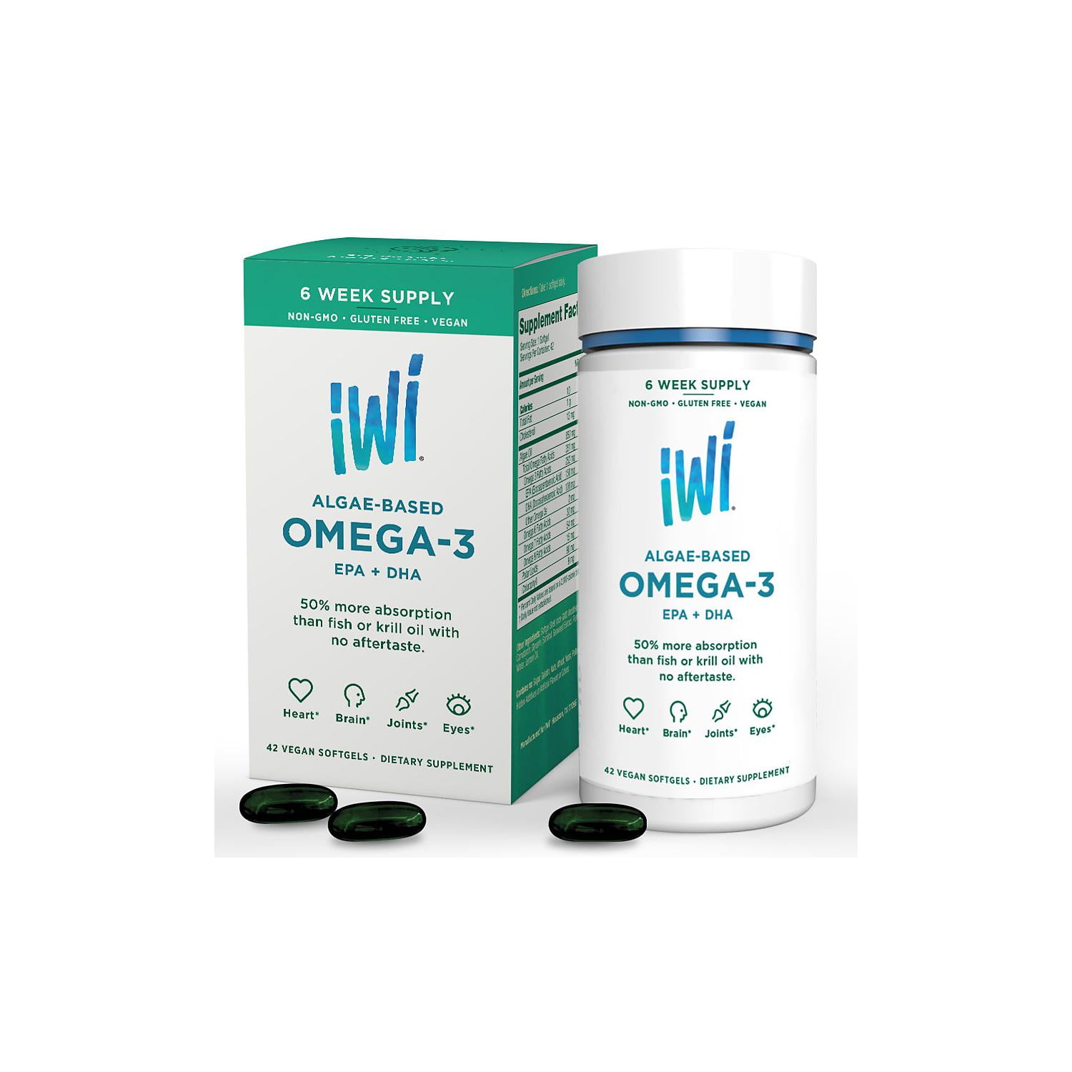 Persoonlijk Fietstaxi Turbulentie iWi Omega-3 Algae Oil, EPA and DHA (42 ct) - Walmart.com