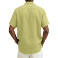 thumbnail image 4 of Men'S Short-Sleeved Shirt Casual Cotton And Linen Tops Spring And Summer Loose Single-Breasted Solid Color Multi-Color Lapel Button Shirts for Men, 4 of 4