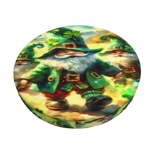 Balery st. patrick’s day gnomes Fundas de asiento para taburete de bar redondo de tela de terciopelo ajustables que protegen de arañazos y manchas para sillas de 14 a 17 pulgadas.-13 inch