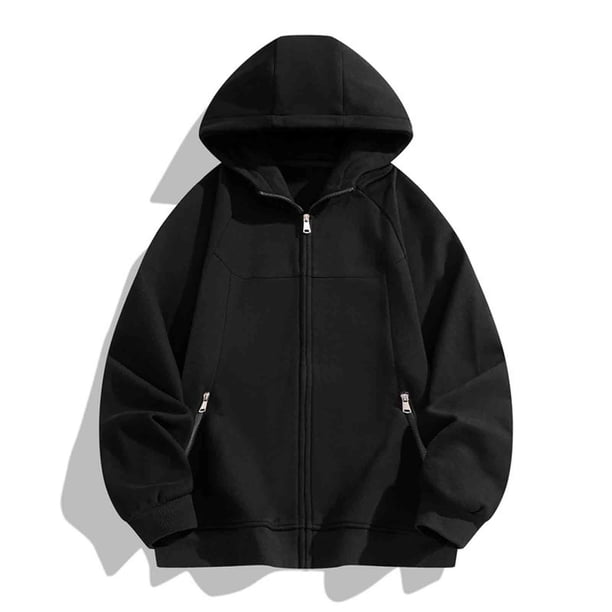 Dolkfu Sudadera con capucha de manga raglán para hombre, sudadera de gran tamaño de color sólido, ropa de calle masculina. L