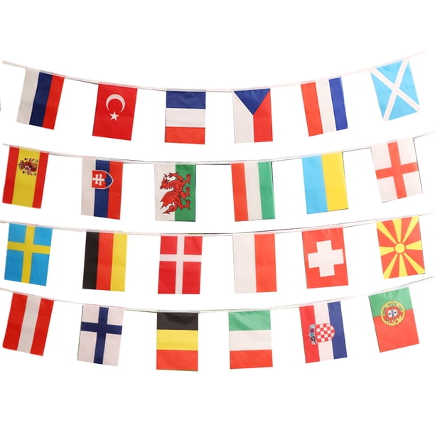 Moyic Bandera de cuerda Top 24/32 Banderas de las naciones Copa europea Adorno de Navidad Banderín para el hogar Fiesta Deportes Reunión 8 Type3 NO3