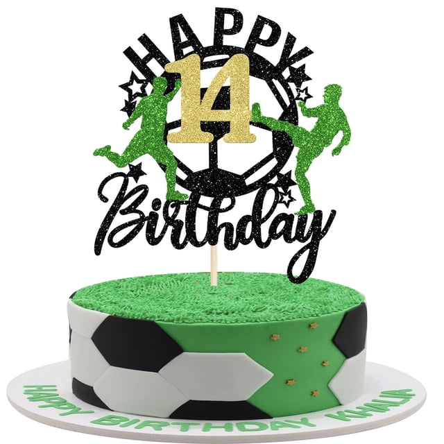 Fiesta de cumpleaños número 14 de Cake Topper YCTHUNFISH Soccer