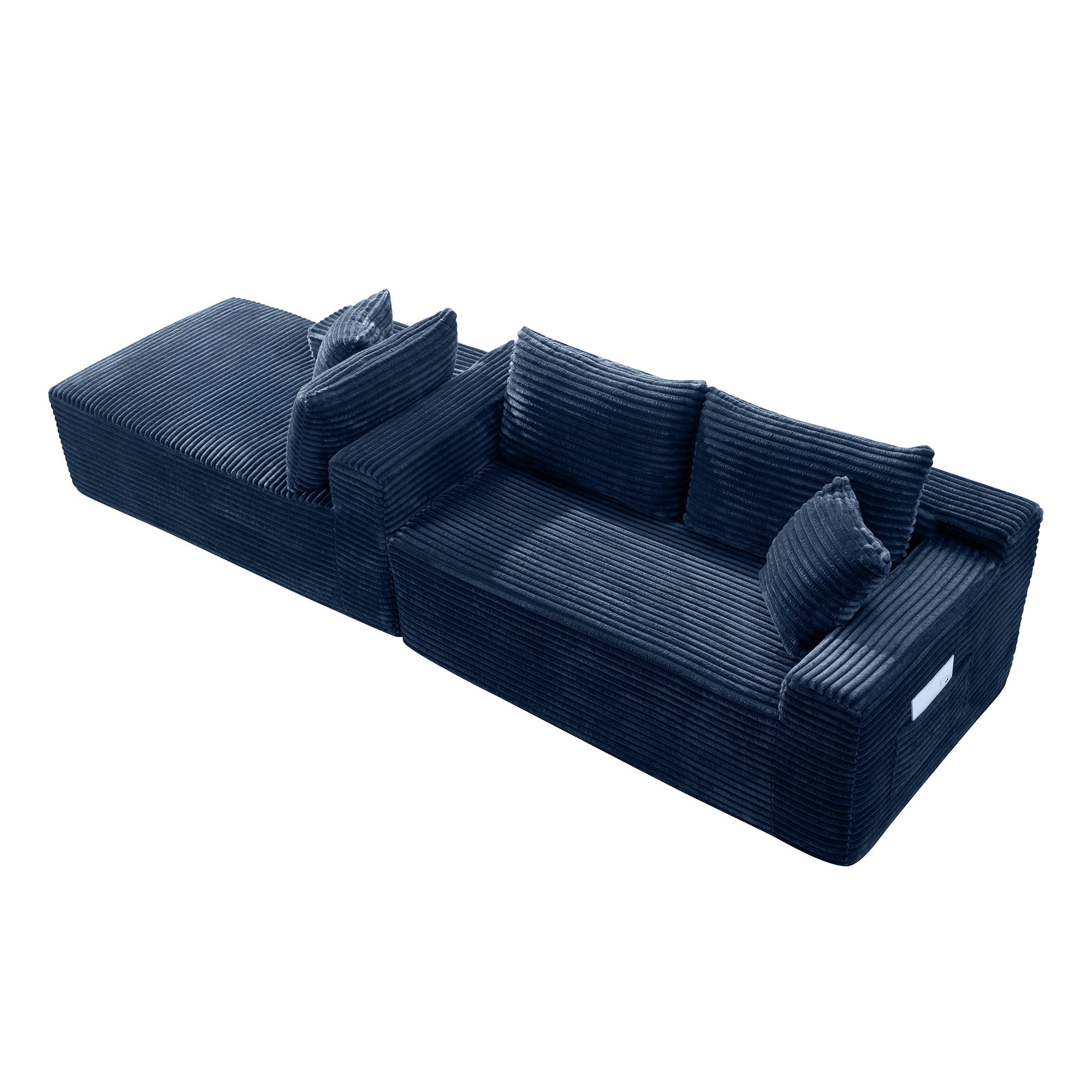 MOONMISS L-Shaped Cloud Sectional Couch with Chaise,Modern Corduroy Upholstered Modular Boneless Sofa,No Assembly for Living Room Apartment(Blue,Left)