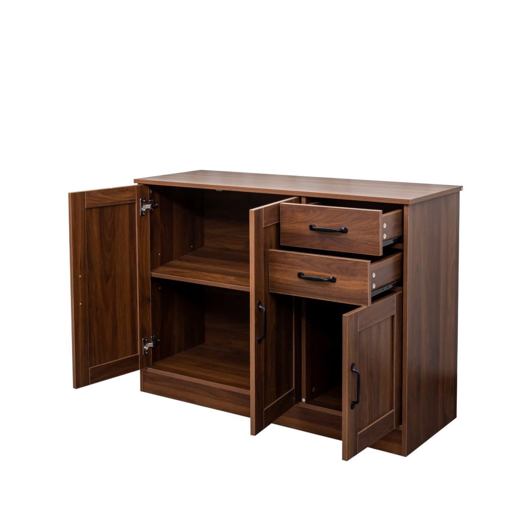 Modern Wood Sideboard Cabinet, 43.3" Buffet Storage Cabinet with 2 Doors, 2 Drawers & Adjustable Shelf, Console Table for Dining Room, Living Room & Entryway, Walnut