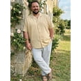 thumbnail image 5 of DARING DIVA Men's Big & Tall Summer Beach Camp Collar Short Sleeve Shirt 4XL Beige, 5 of 7