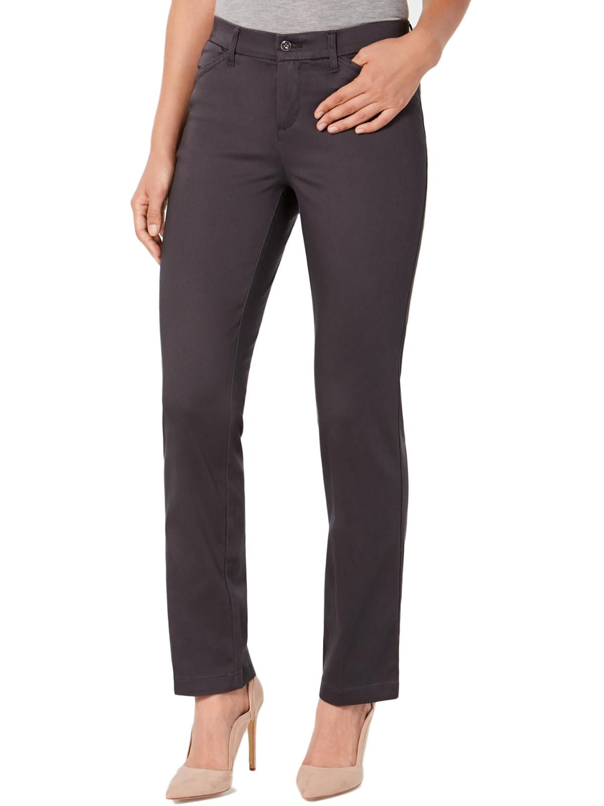 Lee Womens Comfort Waist Mid Rise Straight Leg Pants Gray 6 - Walmart.com