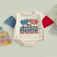 thumbnail image 2 of 4th of July Newborn Baby Girls Boys Rompers Letters Print Short Sleeve Bodysuit for Independence Day, 2 of 9