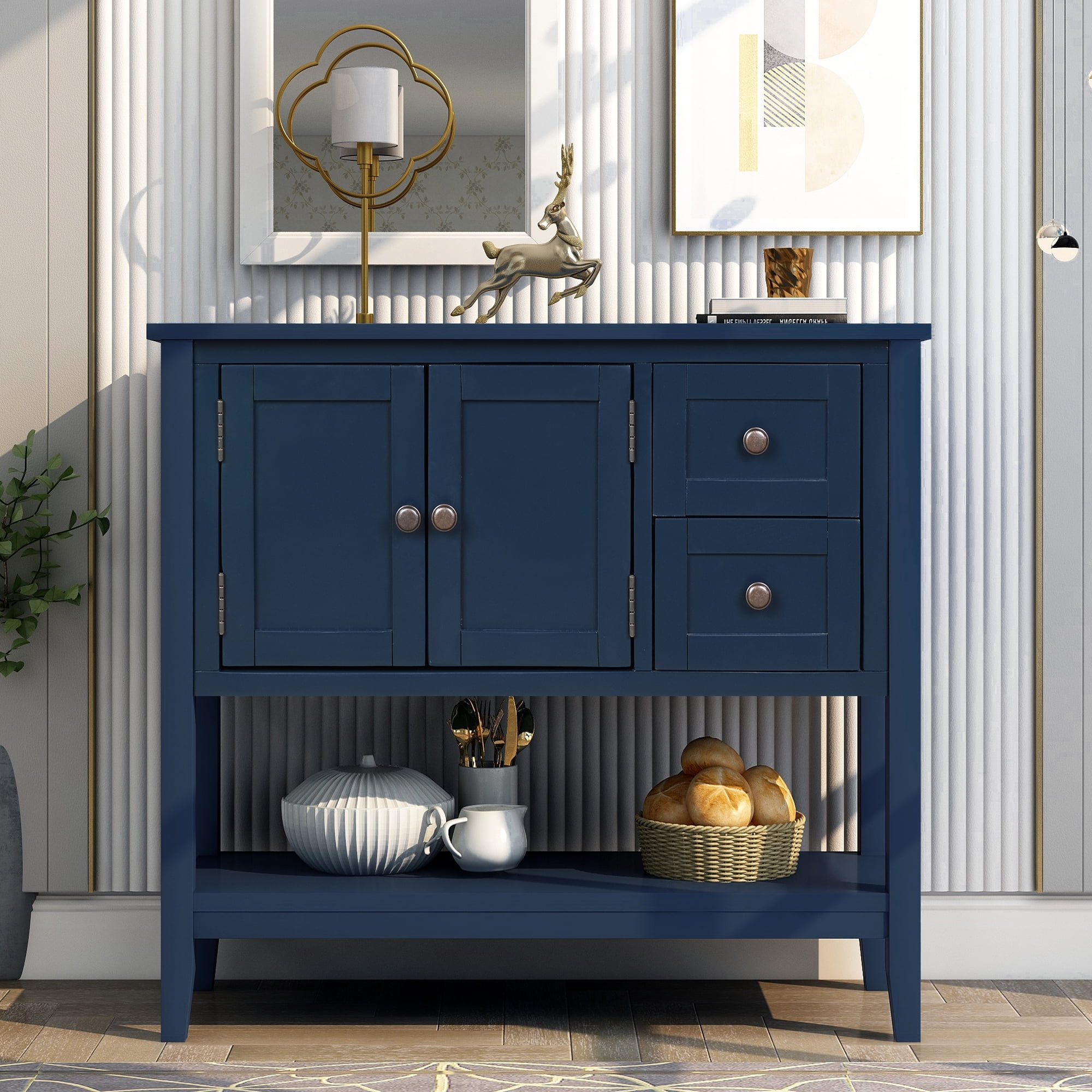 36-Inch Modern Narrow Console Sofa Table with 2 Drawers, 1 Cabinet and 1  Shelf for Living Room, Entryway/Hallway - Walmart.com, image size:2000x2000