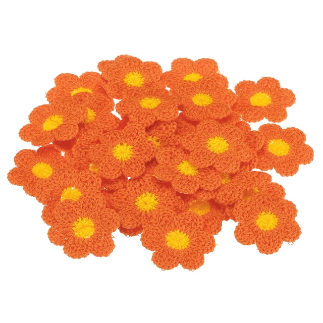 Parches de coser Uxcell para ropa, paquete de 32 parches de flores bordados para decoración de ropa, naranja