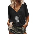 thumbnail image 3 of CLZOUD Womens Summer Shirts Black Womens Print V-neck Tank Tops Short Sleeve Workout Shirts Casual Loose Tees Xxl, 3 of 5