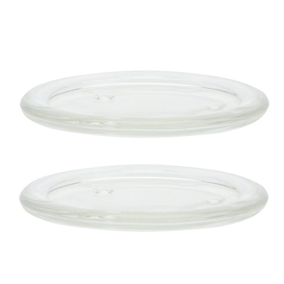 2Pcs Simple Glass Candlestick Round Desktop Candle Cup Home Decor Transparent