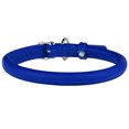 BRONZEDOG Rolled Leather Dog Collar Round Rope Pet Collars for Large Dogs, Blue