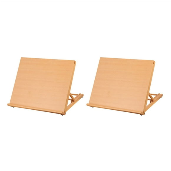 2X Portable Sketch Easel Desktop Easel Desktop Drawing Board Standing Easel Watercolor Oil Painting,2 x Easel,Wood Color