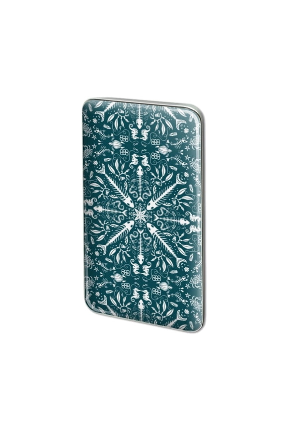 Fish Bones and Plastic Sea Ocean Pattern Metal Rectangle Lapel Hat Pin Tie Tack Pinback