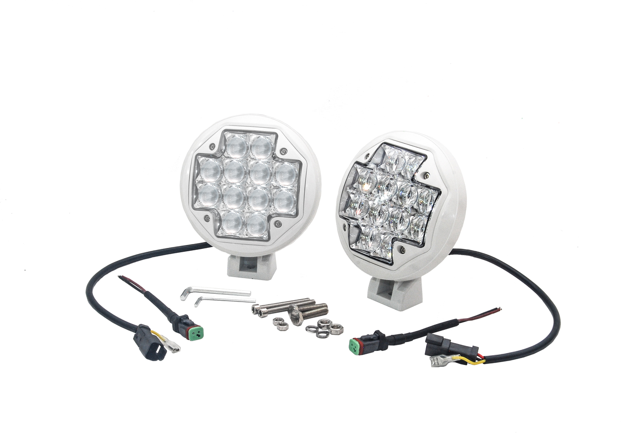 White Thermoplastic 5" LED spot beam Fog Light 4D Reflectors OZUSA