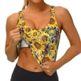 thumbnail image 3 of Daiia Sunflowers Vintage Printed Women's Sports Bra, Breathable Activewear Bra with U-Back Design and Removable Pads, Comfortable and Supportive for Yoga, Workout-XX-Large, 3 of 8