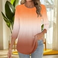thumbnail image 2 of Womens Tops Plus Size 3/4 Length Sleeve Crewneck Loose Shirts Pleated Cute Clothes Dressy Casual Tunic Tops Orange L, 2 of 5