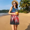 thumbnail image 3 of Balery Eagle Head With American Flag Vestidos de verano para mujer con estampado: vestido holgado sin mangas, vestido playero informal y cómodo para días calurosos., 3 of 7