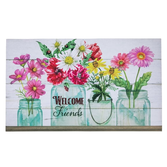 Northlight Welcome Friends Spring Bouquet Doormat 18" x 30"