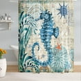 thumbnail image 2 of Sea Horse Shower Curtain 72 x 72 Inch, Ocean Theme Shower Curtain for Bathroom Decor, Nautical Shower Curtain with 12 Hooks, 2 of 6